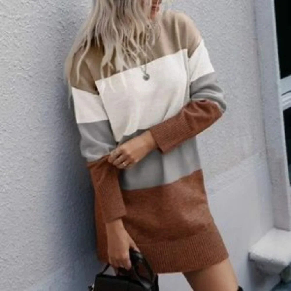colorblock mini sweater dress contemporary brown - Picture 5 of 5